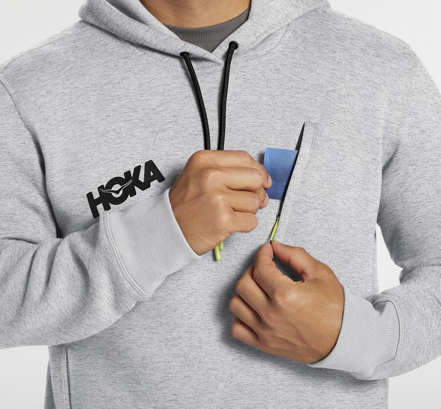 Hoka One One Hoodie Mens Grey - Performance - 20194DUFM